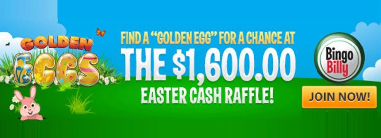 Bingo Billy invites players to find a Golden Egg for a chance to win $1,600