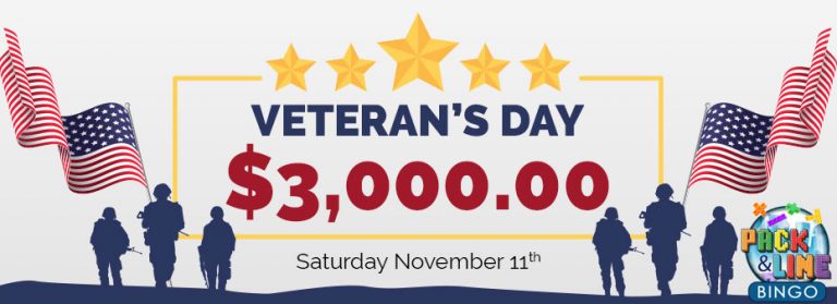 Veteran's Day $3,000 Guaranteed at CyberBingo