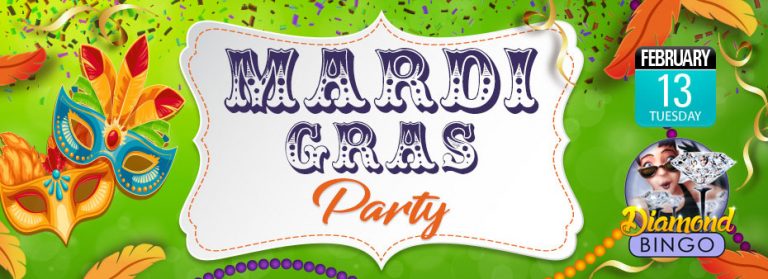Mardi Grass Bingo Party with fantastic cash prizes to be won