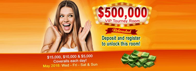 $500,000 VIP Tourney Room. Deposit and register to unlock it!