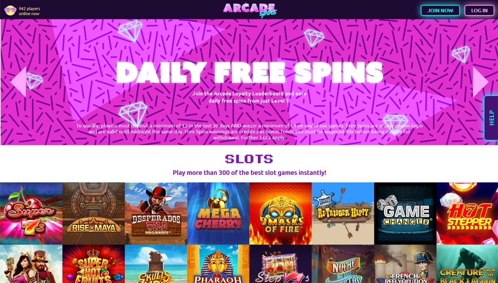 Arcade Spins website