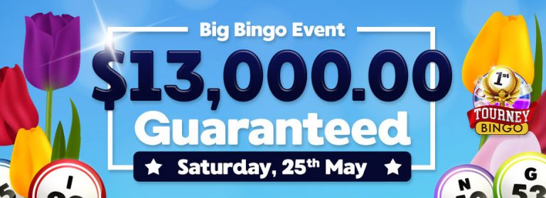 Play for guaranteed cash prizes of $13,000 in the Biggest Bingo event of the month!