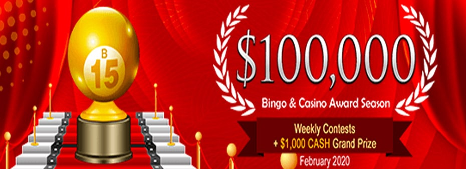 $100,000 Bingo Award Season - February 2020 at Amigo Bingo