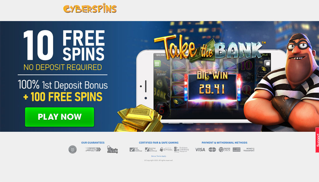 Cyberspins 20 free spins slots