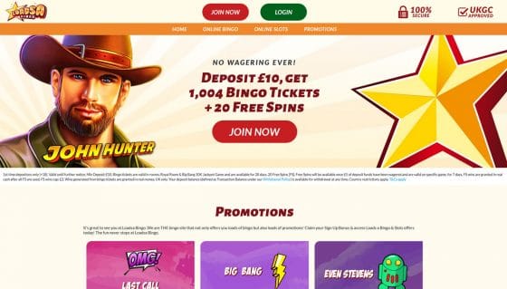 Loadsa Bingo – your chance to win up to 50 Free Spins!