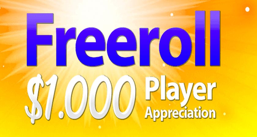$1.000 Player Appreciation Freeroll