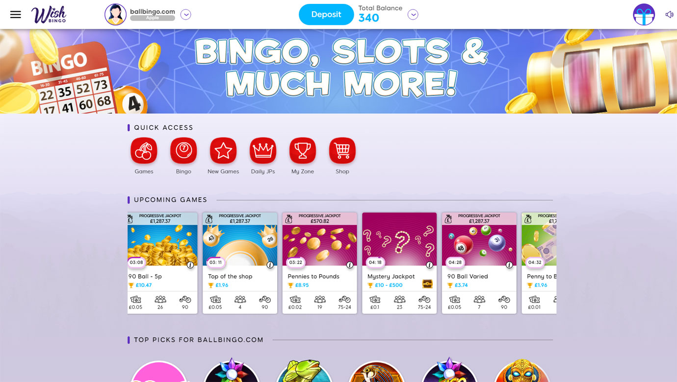 Wish Bingo lobby