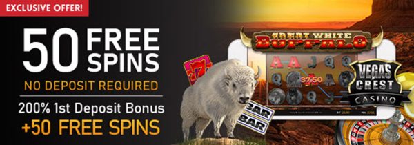 Vegas Crest Casino's 50 Free Signup Spins