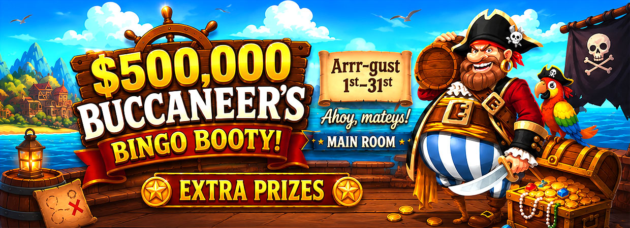 $500,000 Buccaneer’s Bingo Booty at Amigo Bingo!